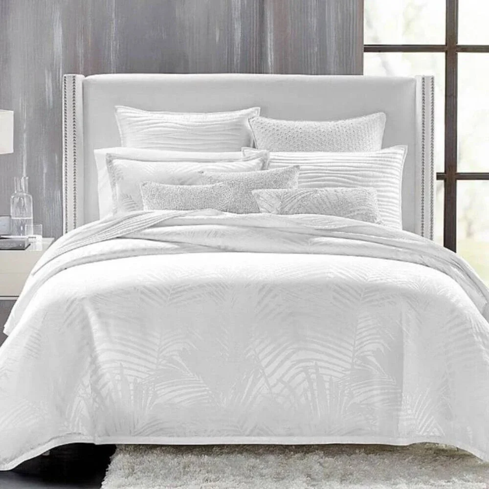 Hudson Park Collection Palmetto Cotton Silk Pillow Sham Standard Crisp White